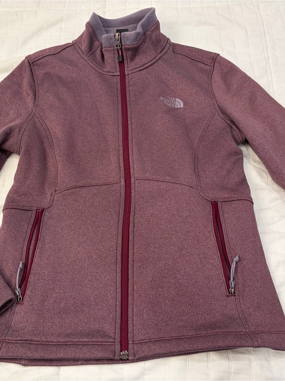 The North Face Mauve Full-Zip Fleece Jacket with Maroon Trim